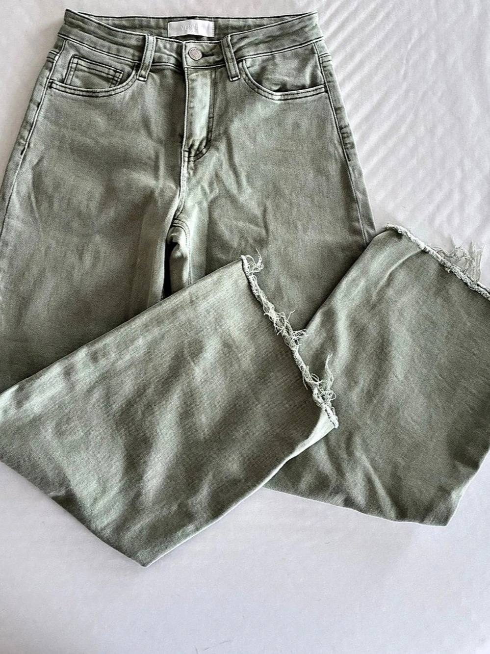 Velvet Flare Jeans Sage Green Waist 26